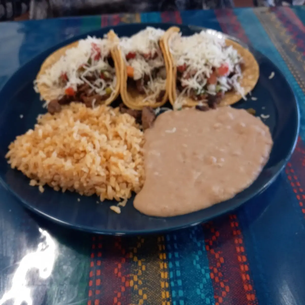 Beef Taco Plate with Beans and Rice