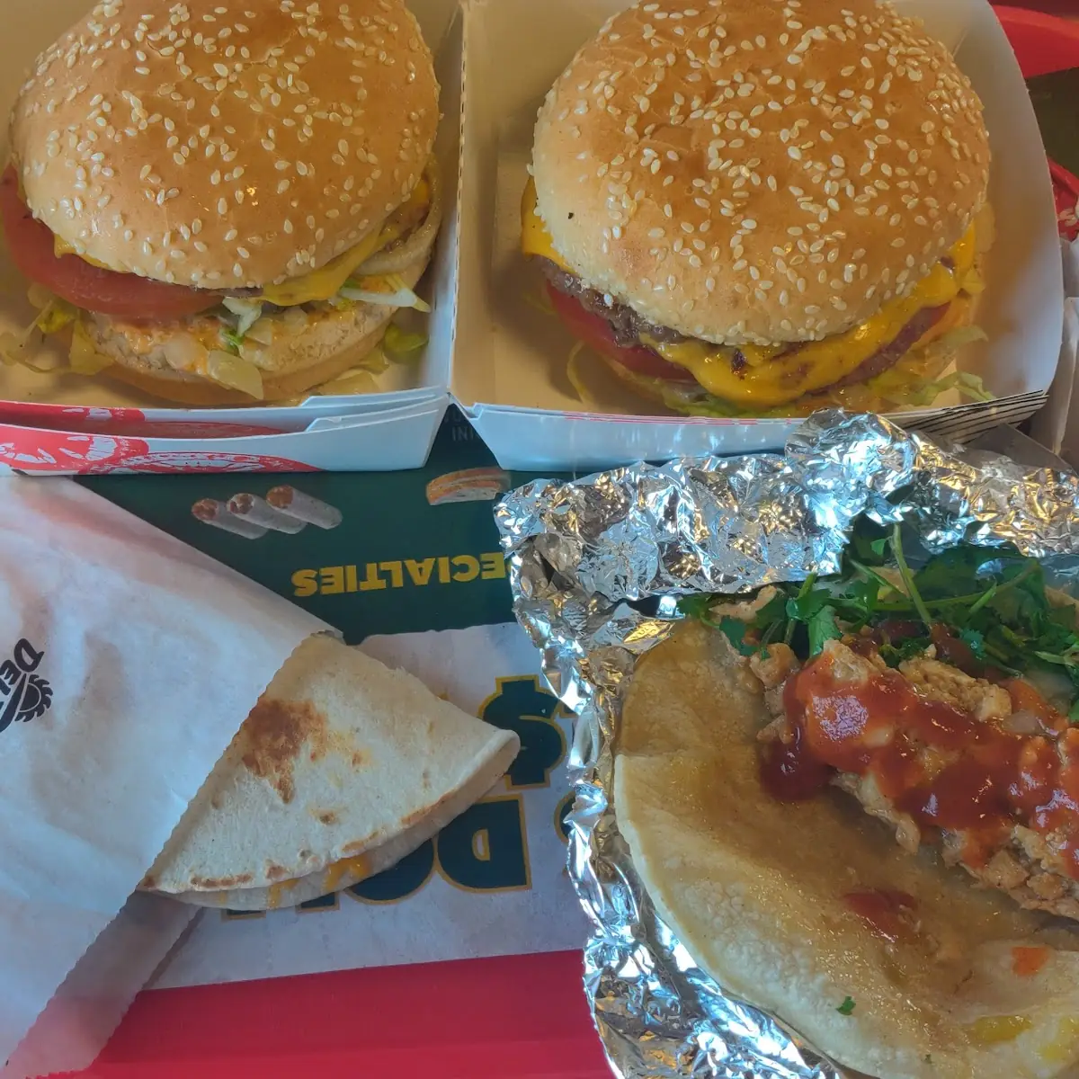 Quesadilla Chicken Taco Cheese Burger