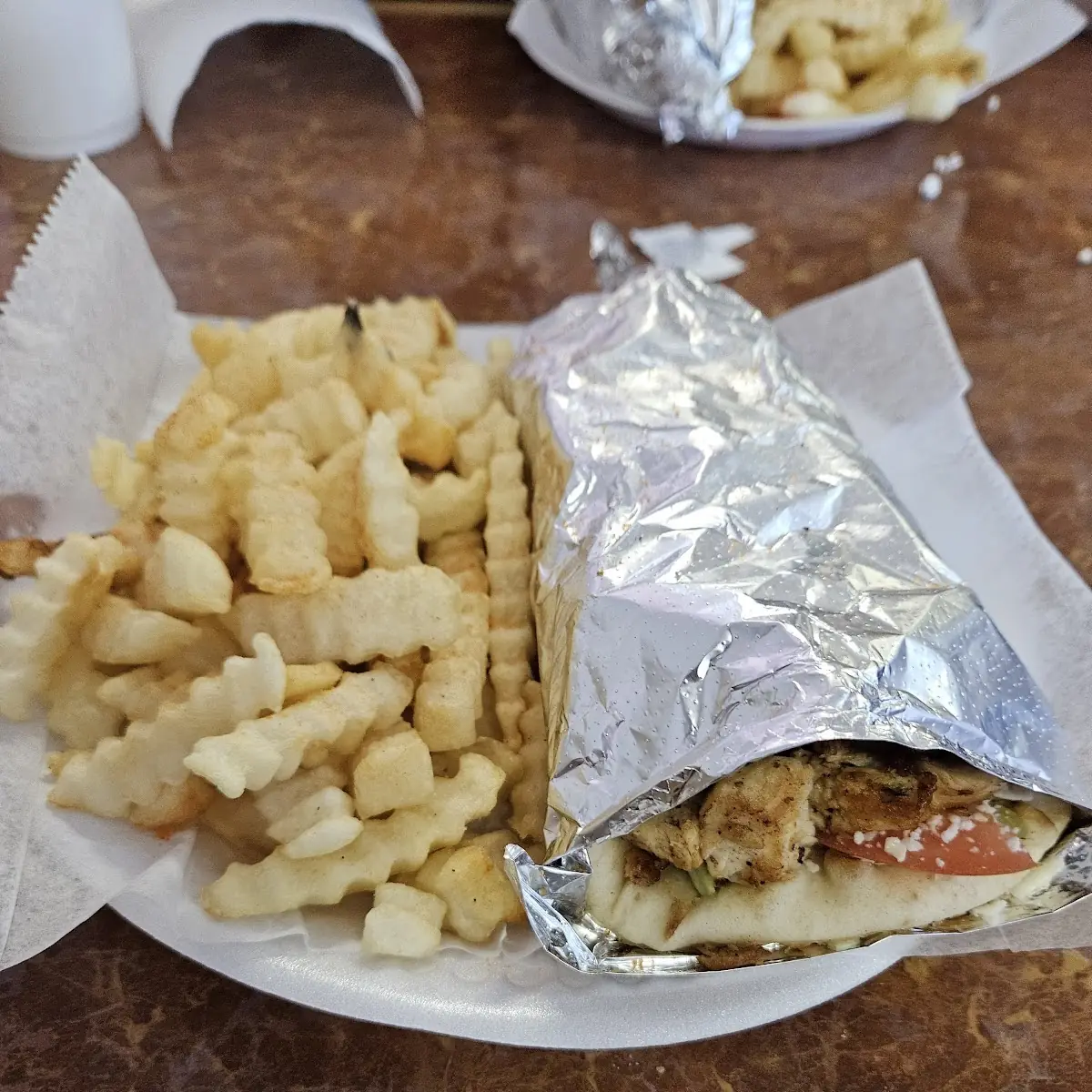 Chicken Gyro and Fries