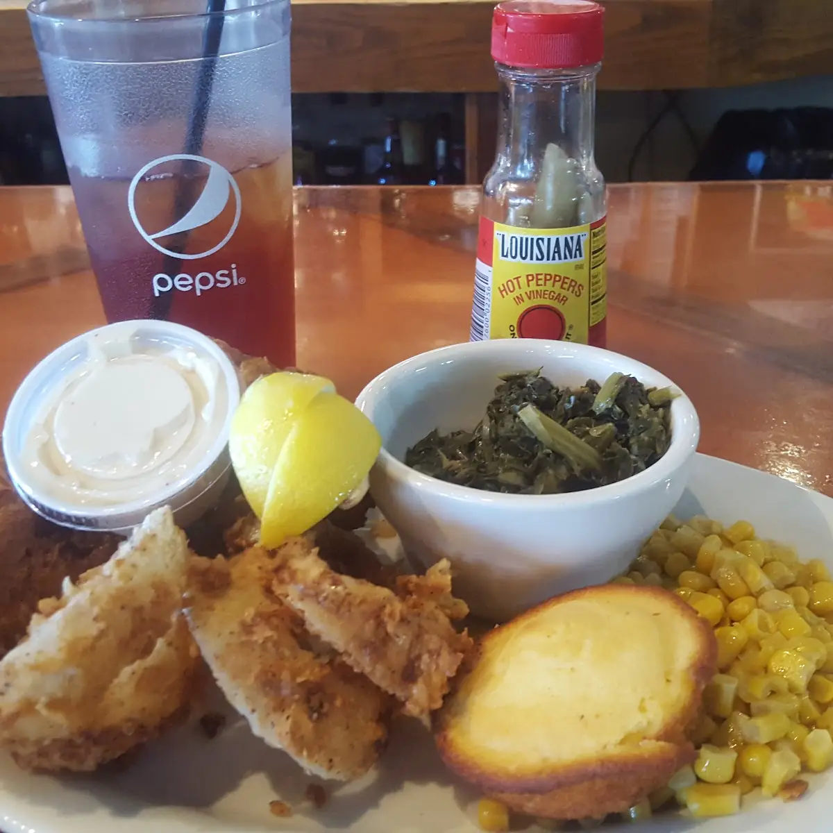 Fried Fish Onion Rings Corn