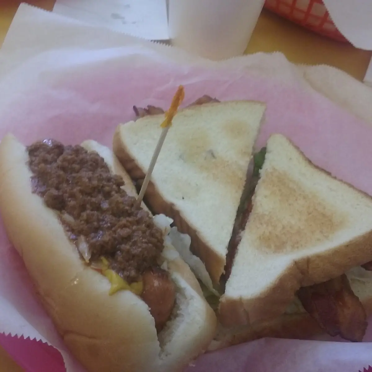 Chili Dog and blt