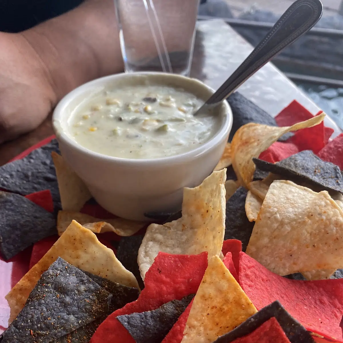 Green Chile Corn Queso Dip
