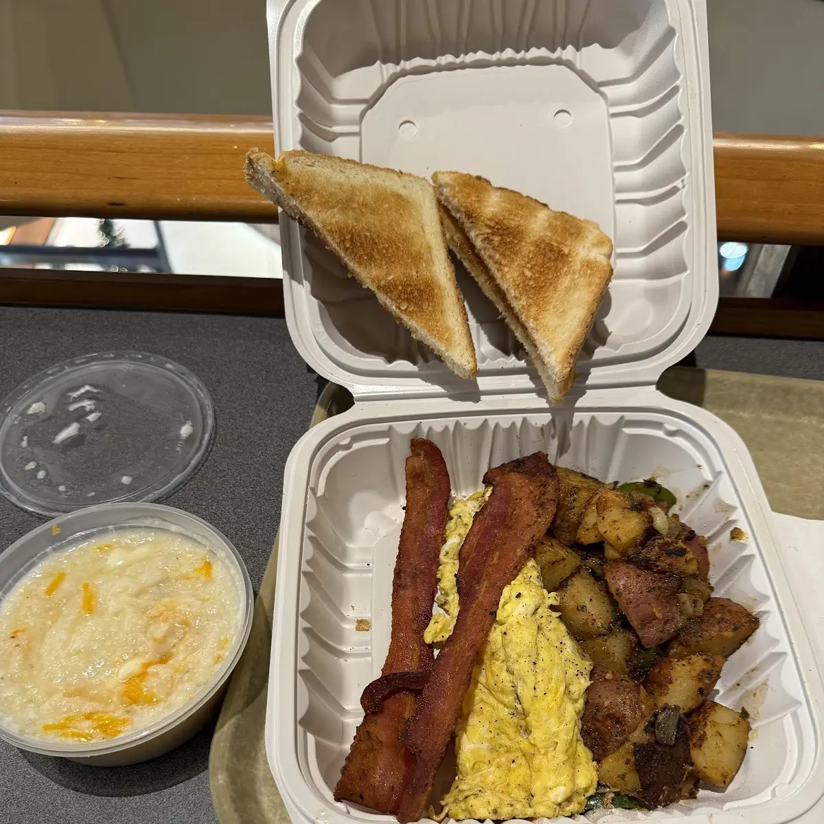 Scrambled Eggs Bacon and Toast