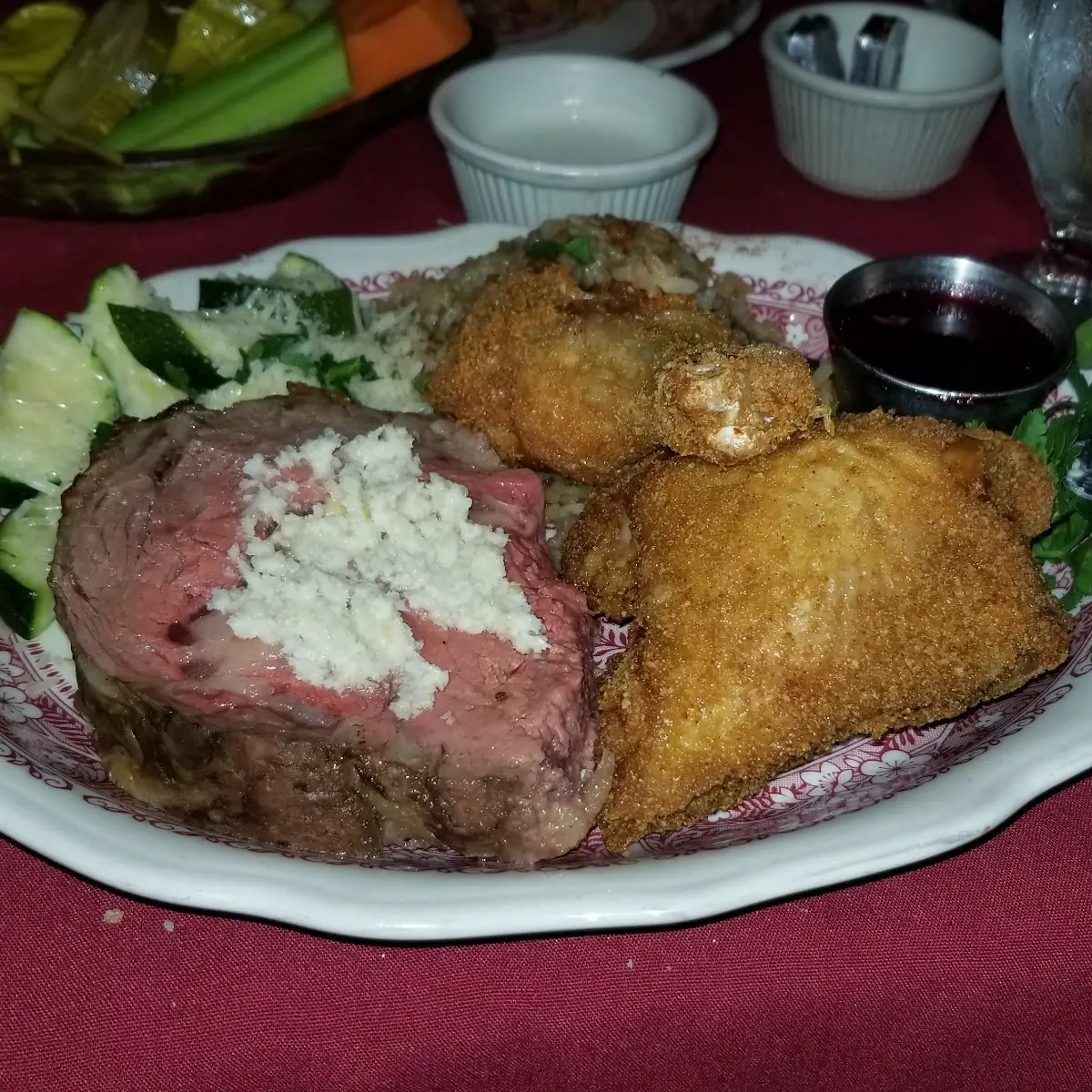 Ribeye and Fried Chicken Split Plate