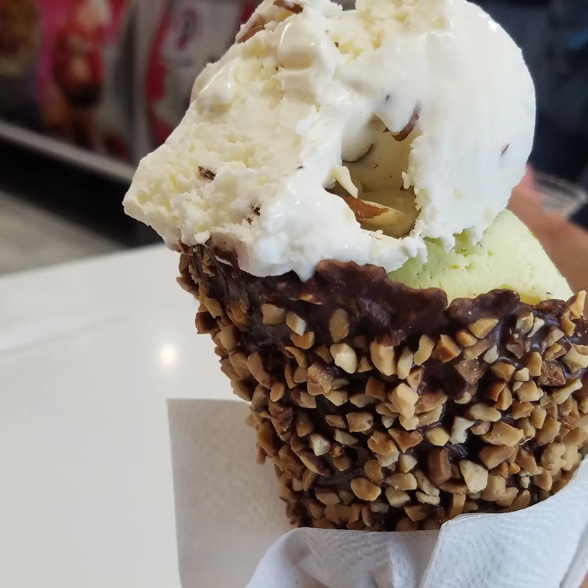 Pistachio and Coconut Ice Cream Cone