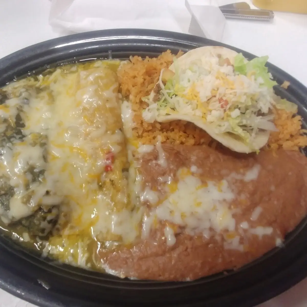 Combination Plate with Enchilada Relleno and Taco