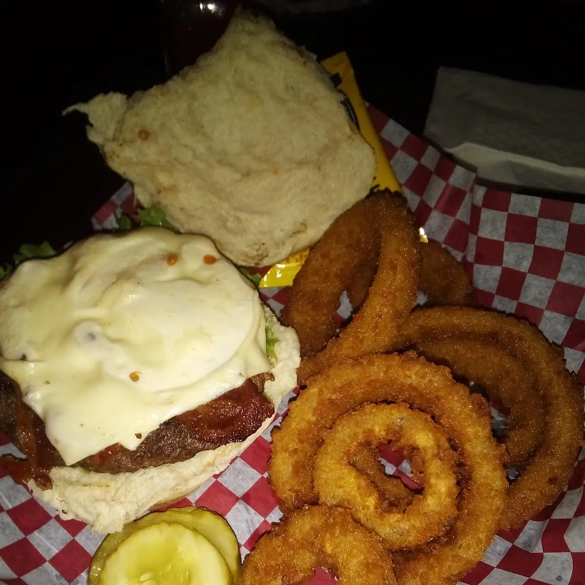 Bacon Cheeseburger with Onion Rings