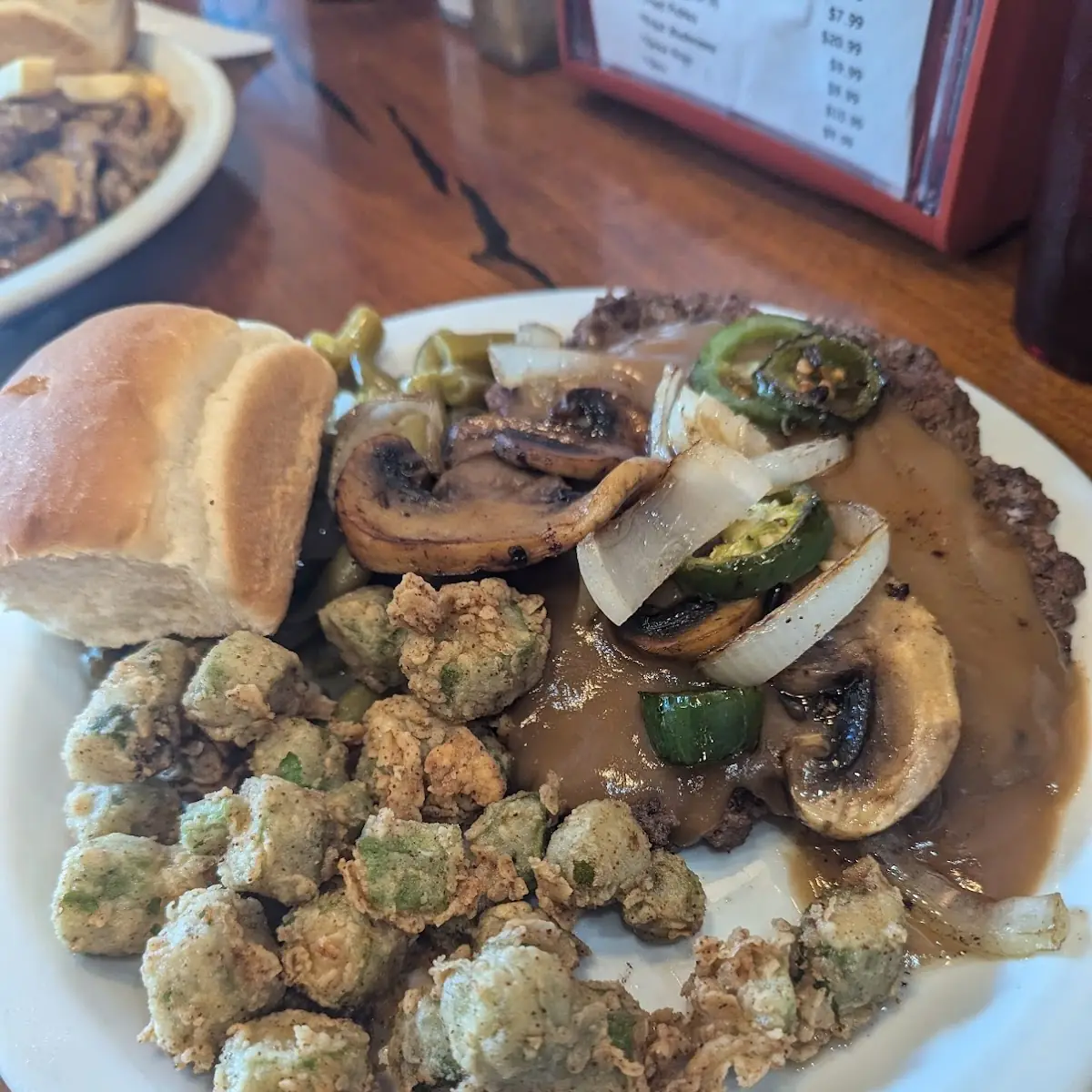 Hamburger Steak and Okra
