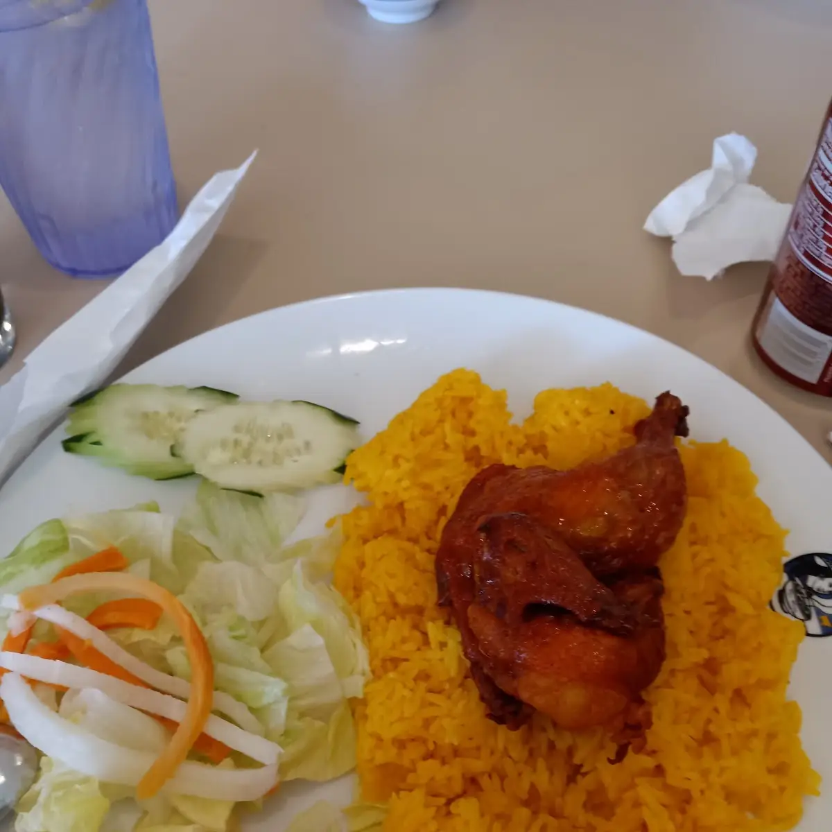 Cơm GÀ Xối MỠ Cornish Hen & Steamed Vegetables