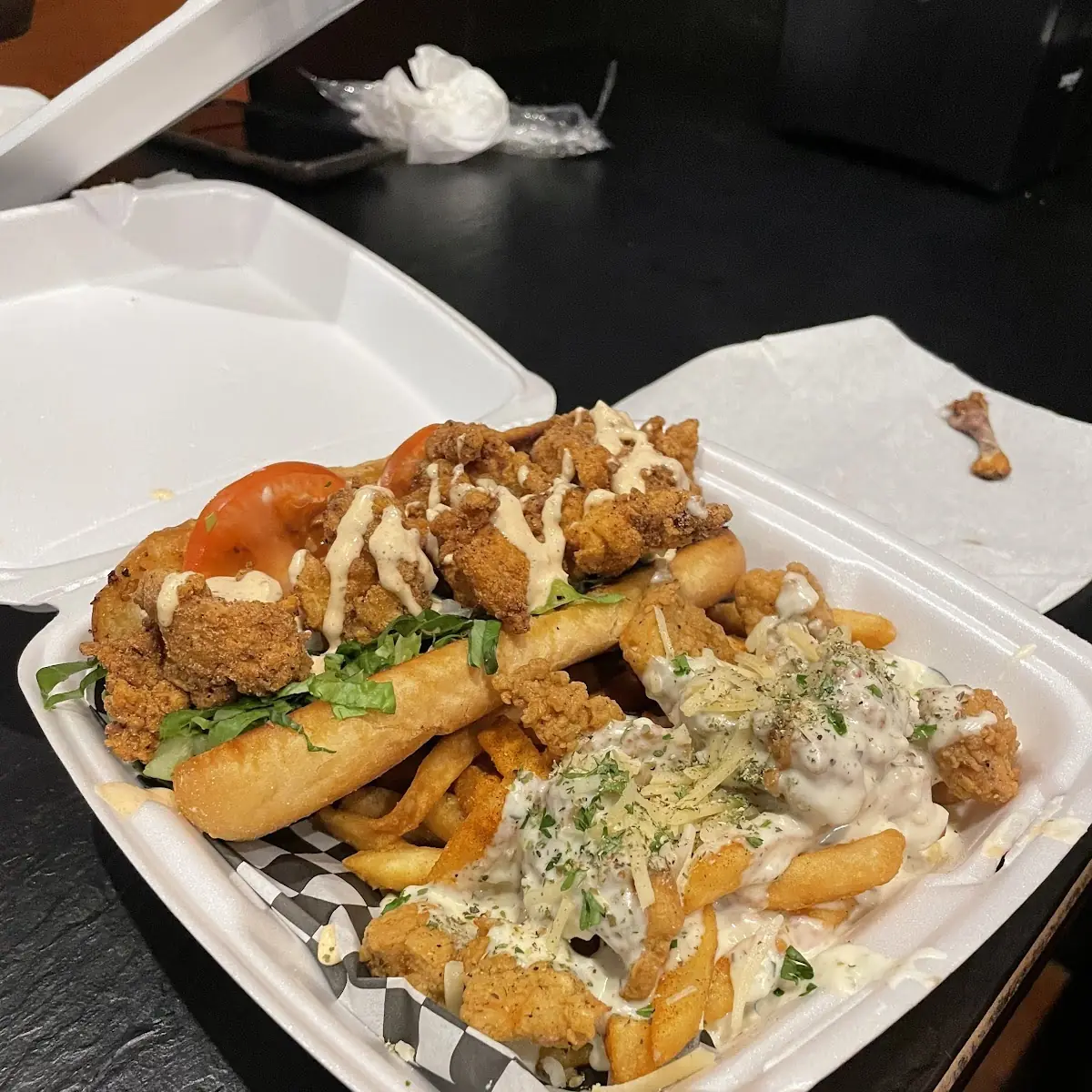 Fried Salmon Bites PO'Boy