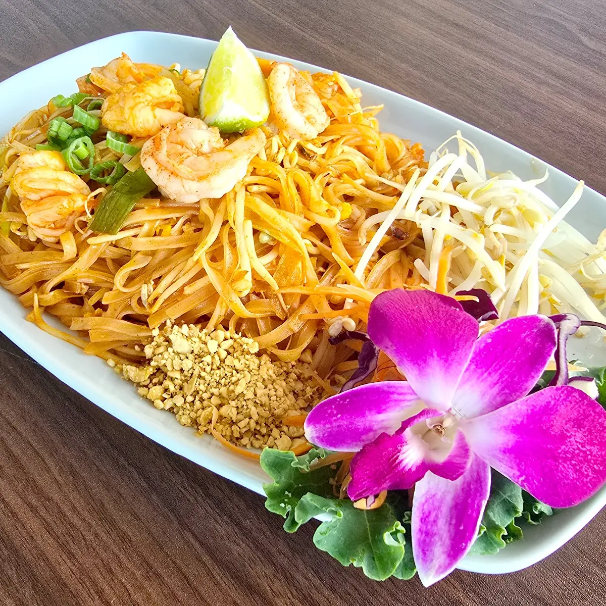 Chicken Pad Thai with Lime and Sprouts