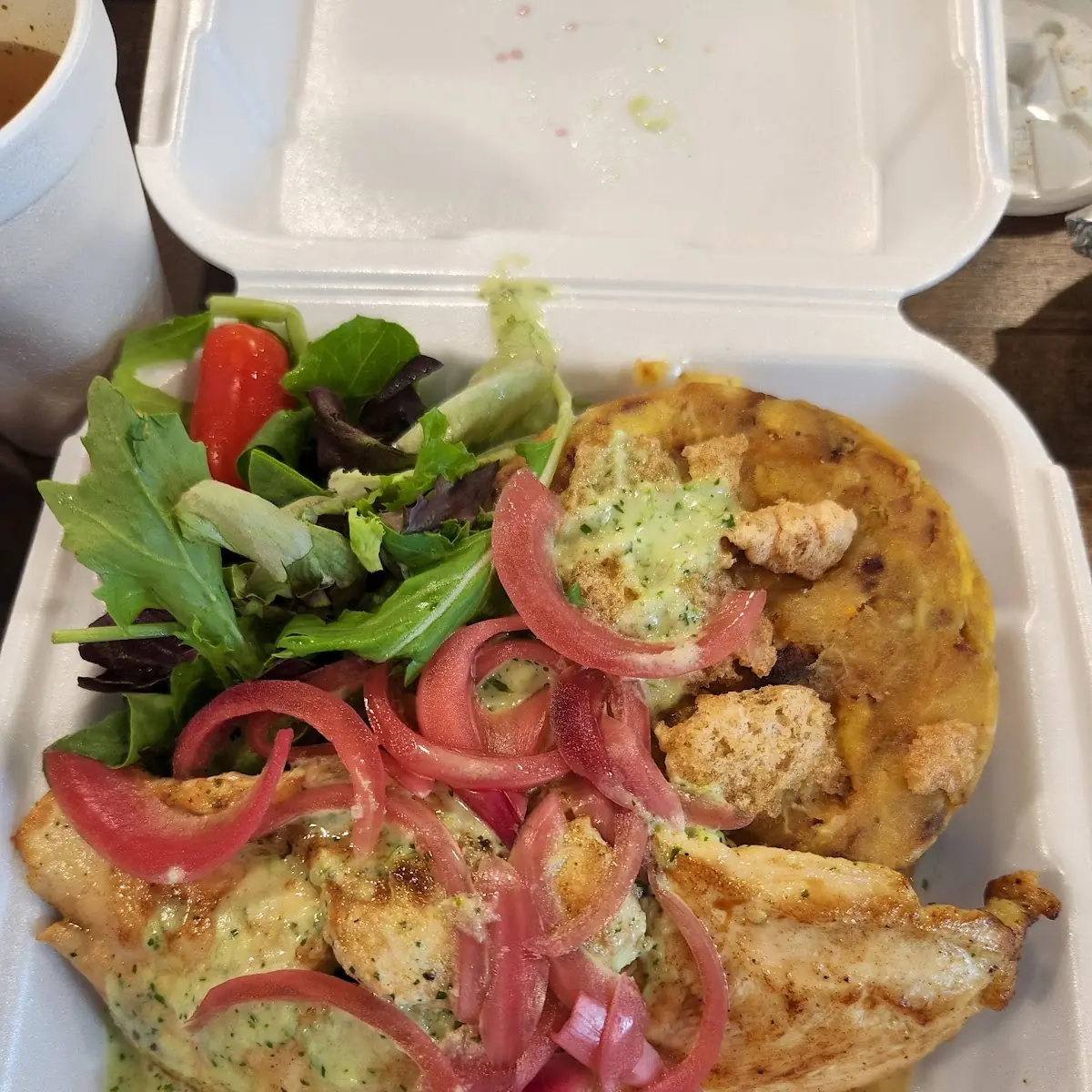 Chicken Breast Garlic Cilantro with Trifongo