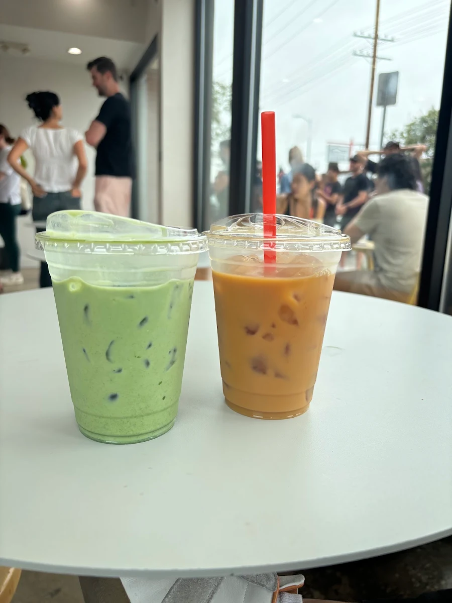 Iced Matcha Latte with Straw