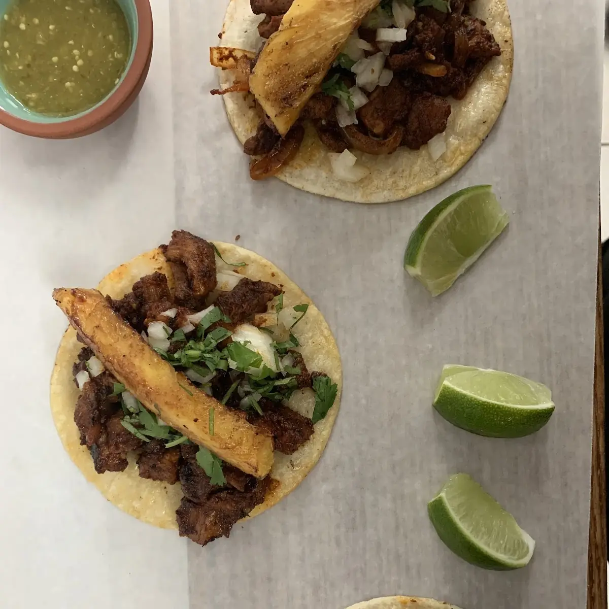 Tacos and Salsa with Avocado Slices