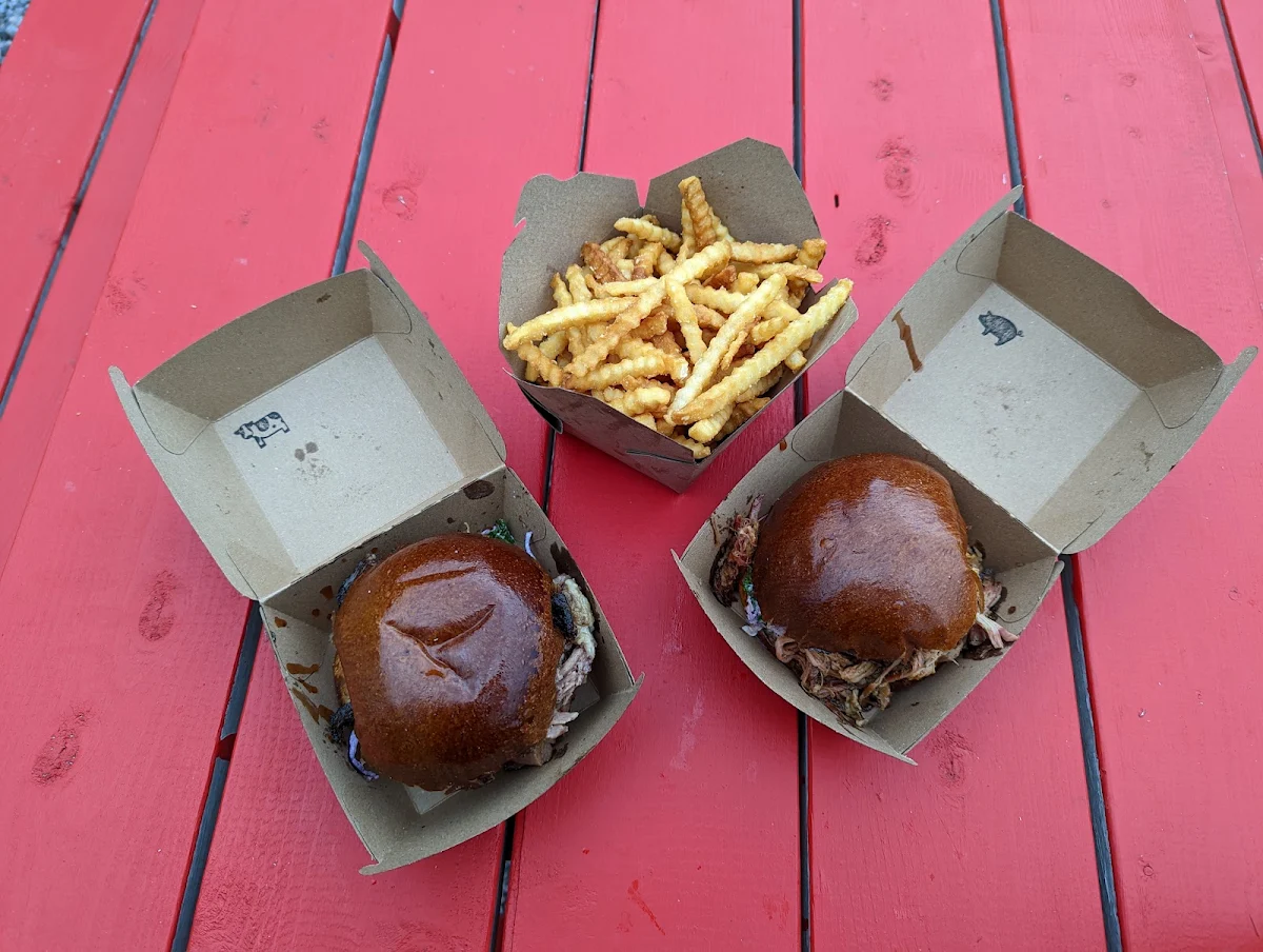 Brisket Sandwich and Pulled Pork Sandwich