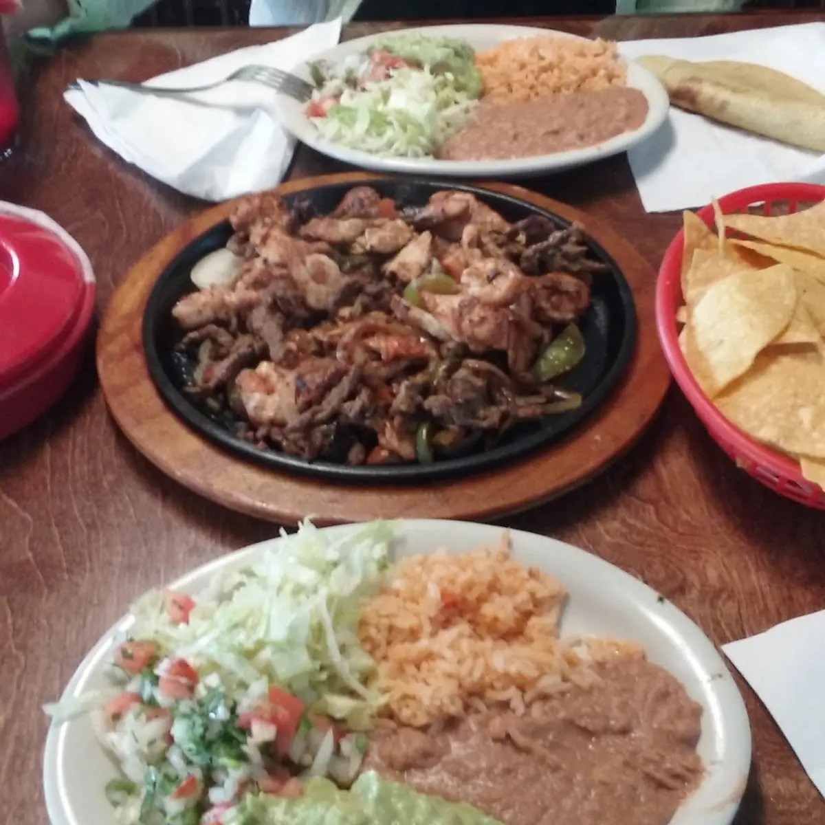 Beef Chicken and Shrimp Fajitas