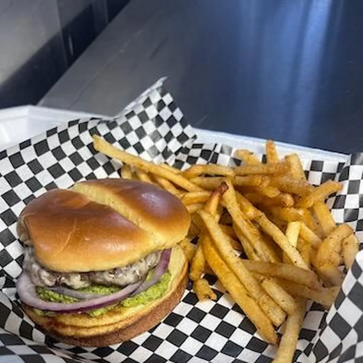Hellfire Burger with Sinister Fries