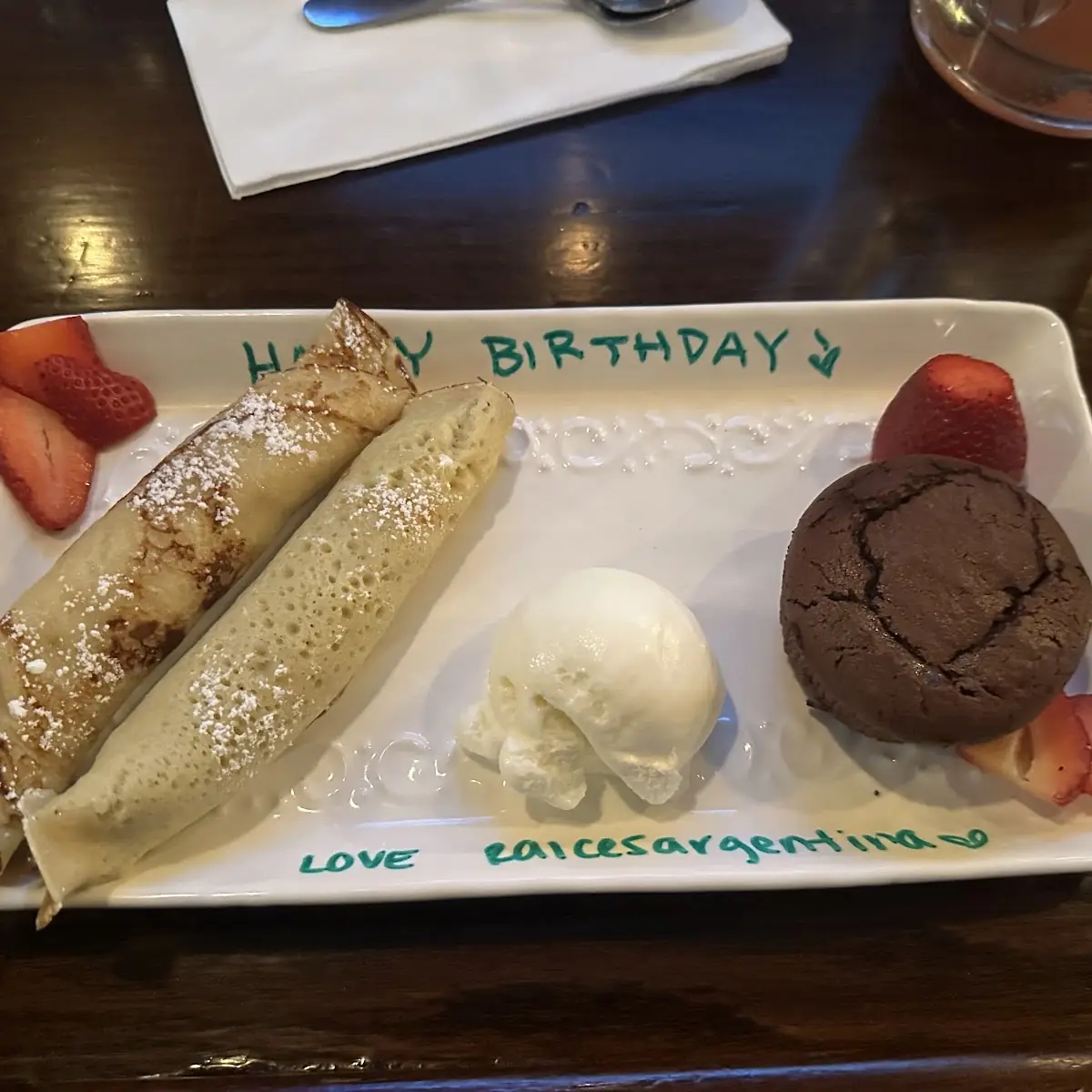 Lava Cake and Dulce De Leche Crepas Dulces