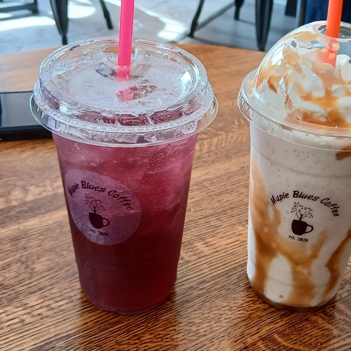 Pink Starburst and Iced Caramel Latte