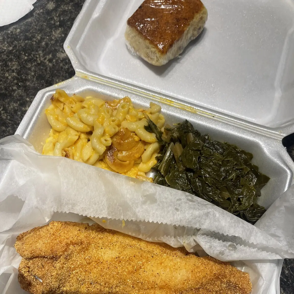 Macaroni Cheese Collard Greens Fried Catfish