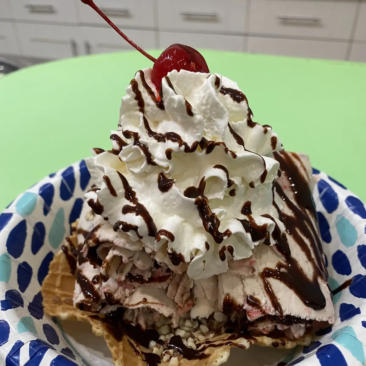 Rolled Ice Cream with a Waffle Cone