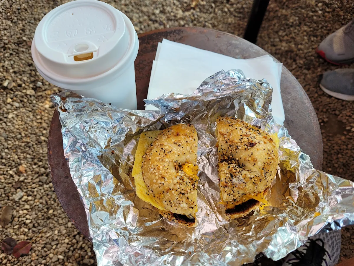 Sausage Egg and Cheese on an Everything Bagel