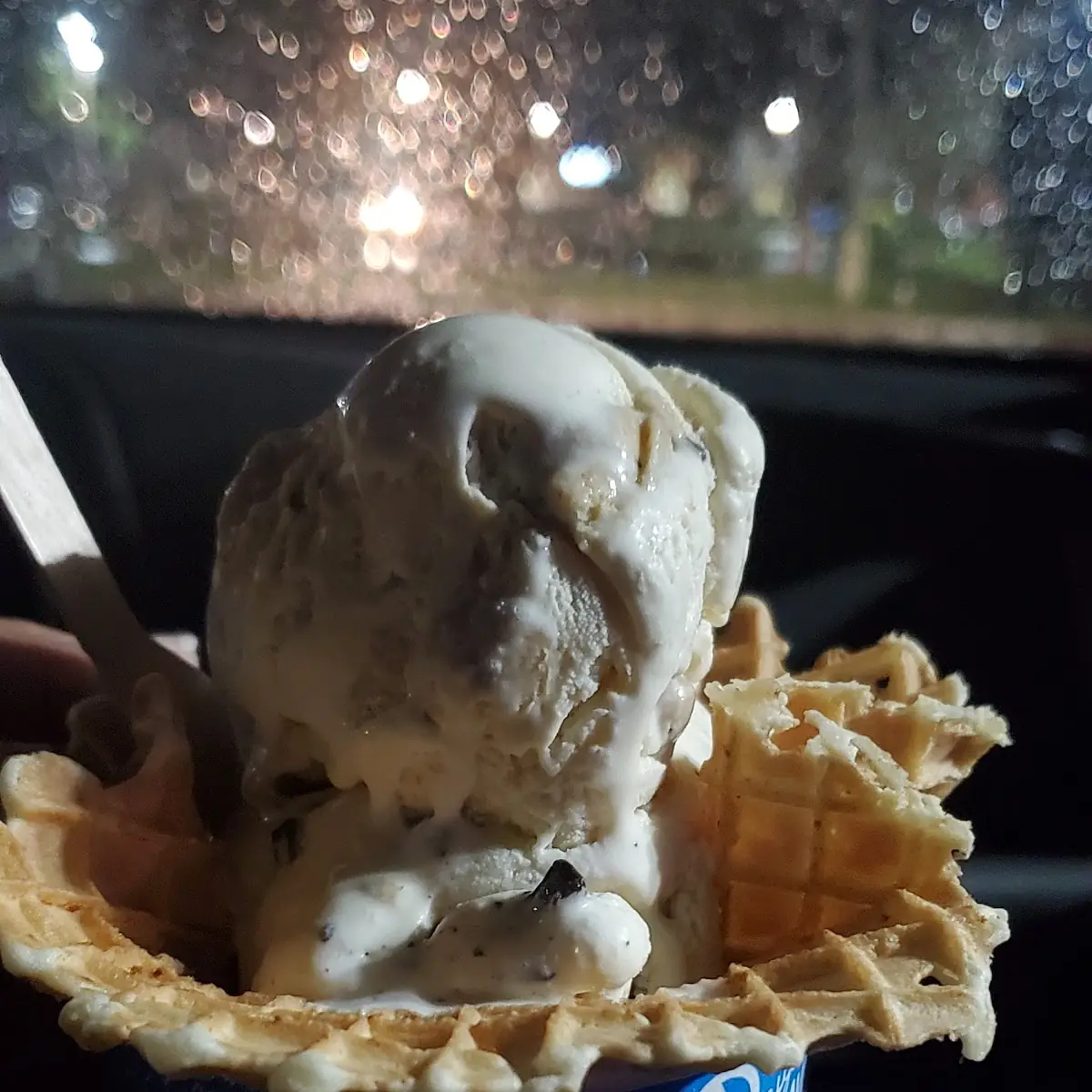 Chocolate Chip Cookie Dough in a Waffle Bowl