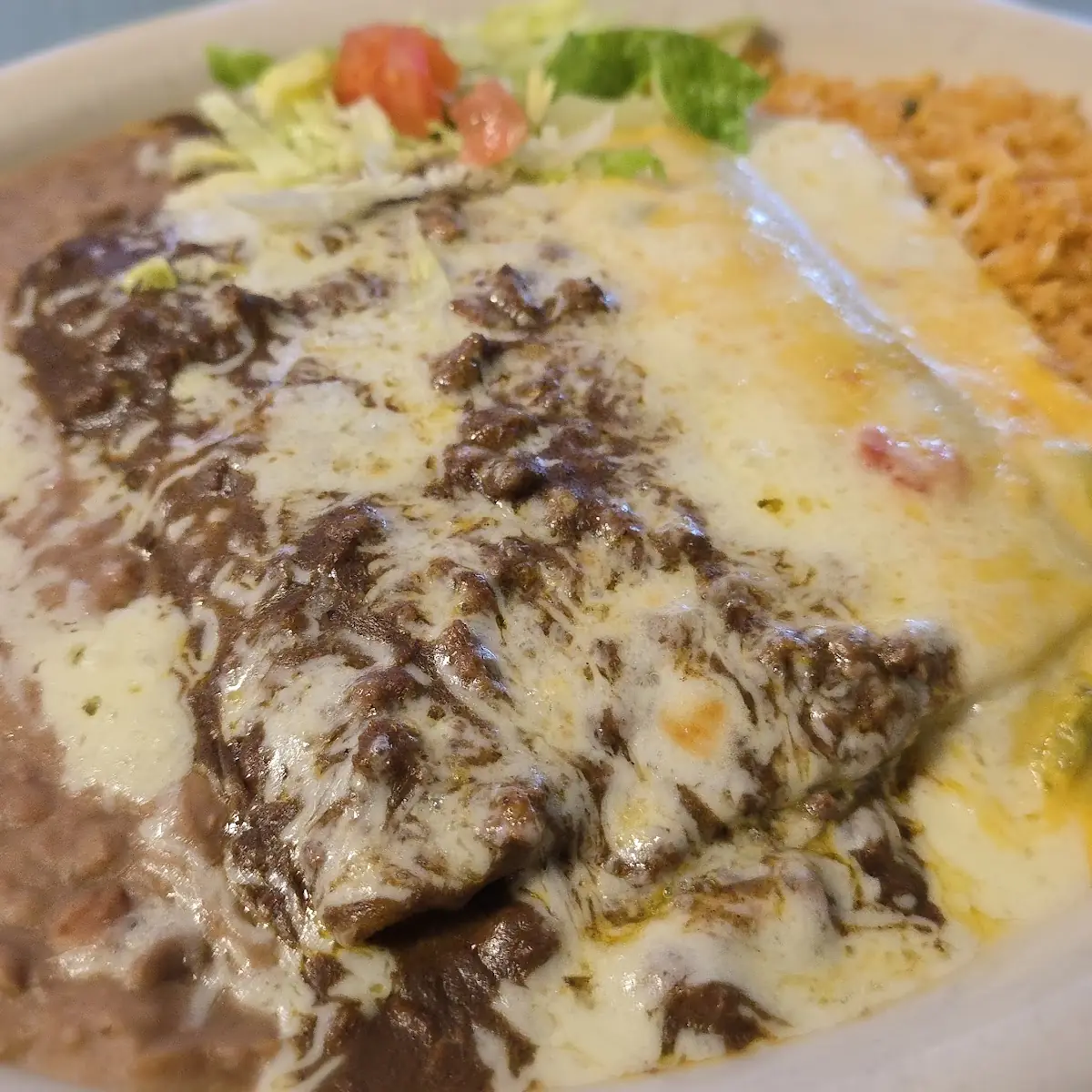 Chicken Enchilada Platter w Sour Cream