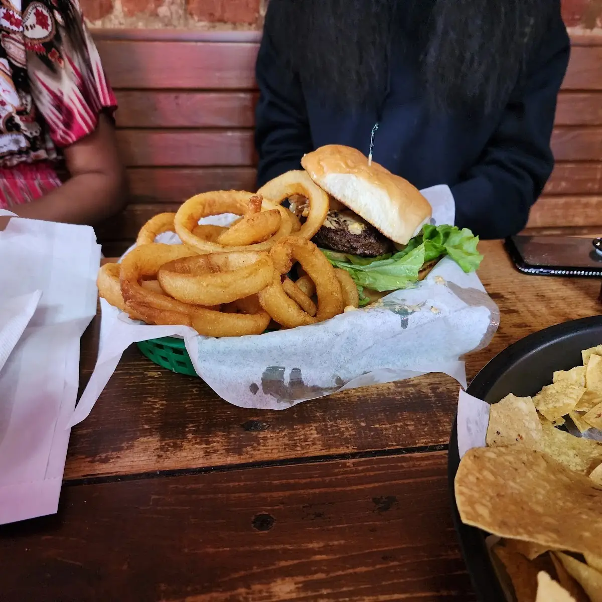 Hamburger and Onion Rings
