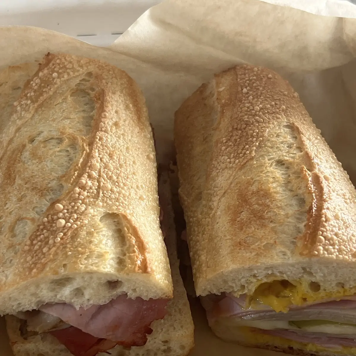 French Baguette Sandwich with Ham and Cheese