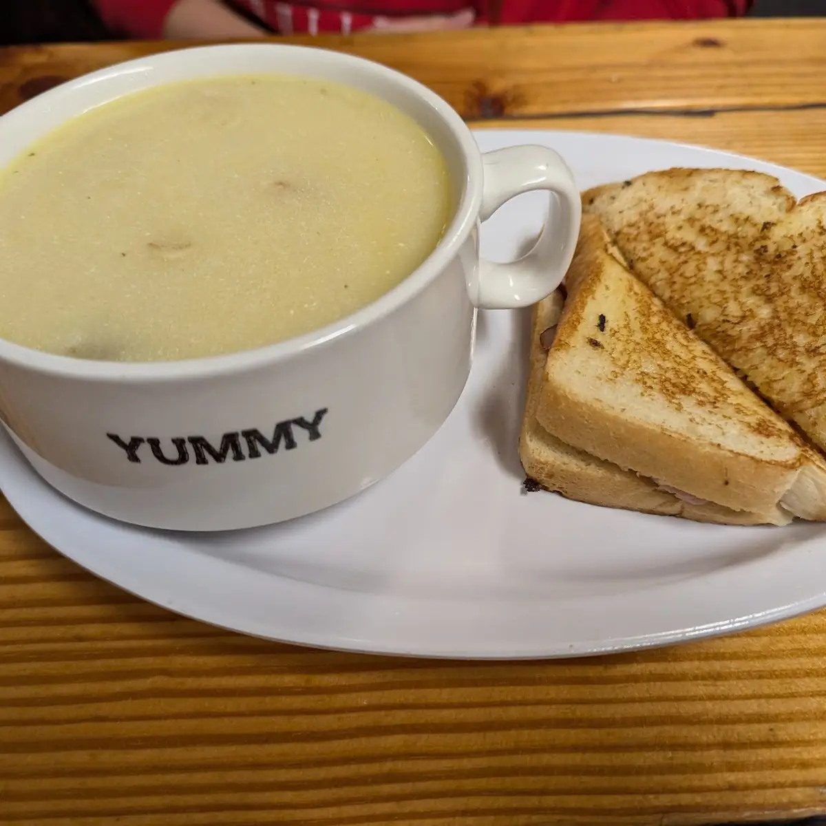 Potato Soup with Grilled Ham & Cheese