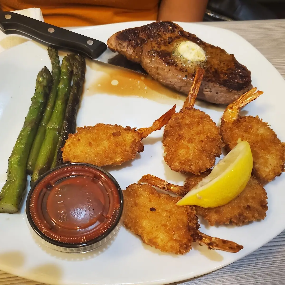 Fried Shrimp and Steak Dinner