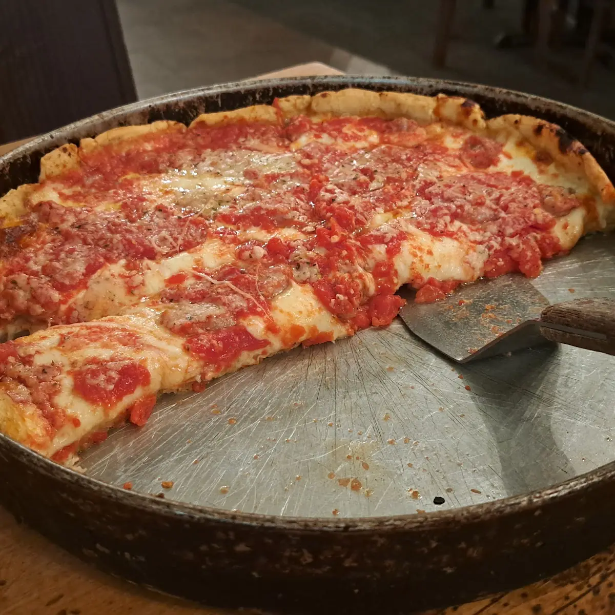 Chicago Deep Dish Sausage Pizza Slice