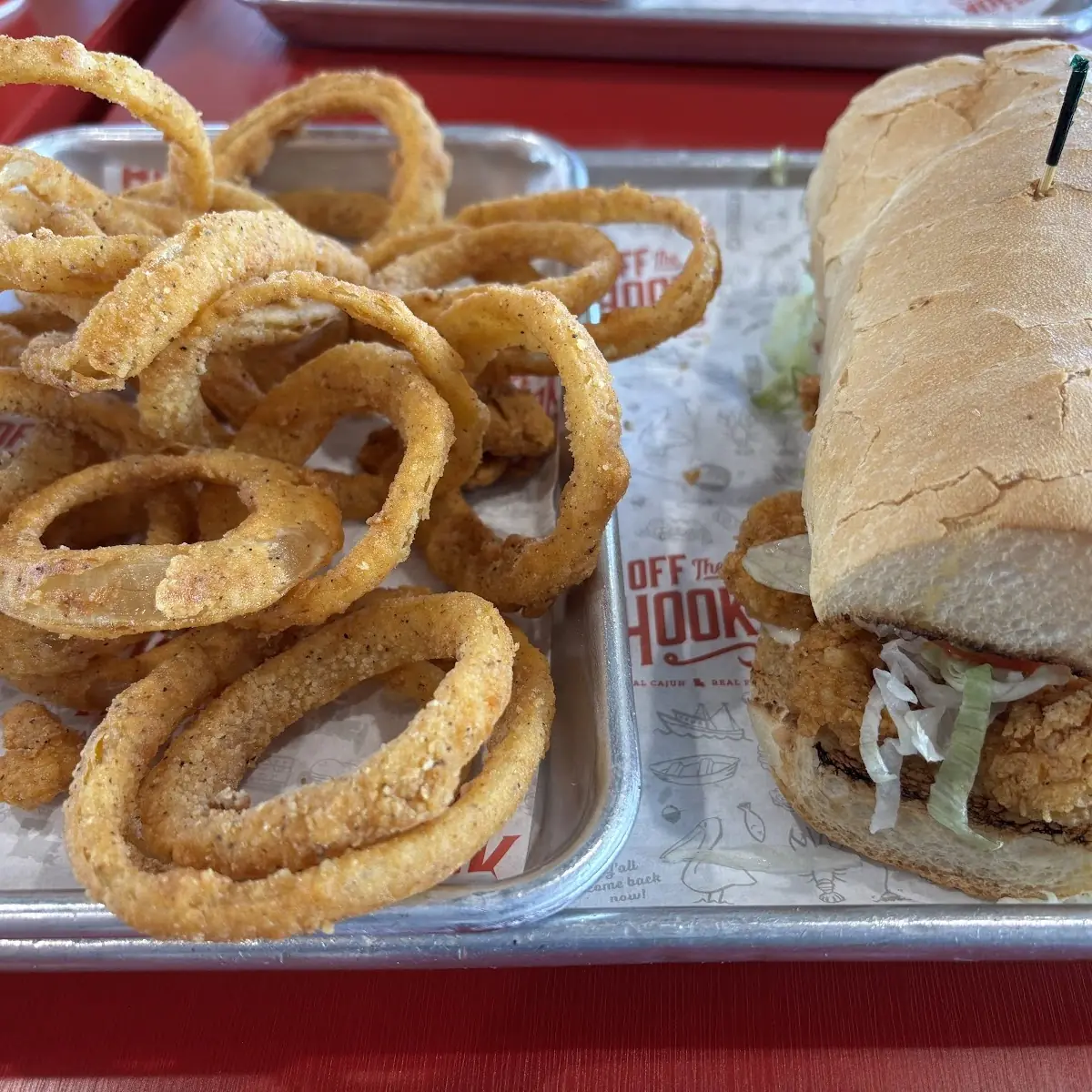 Onion Rings and Shrimp PO Boy