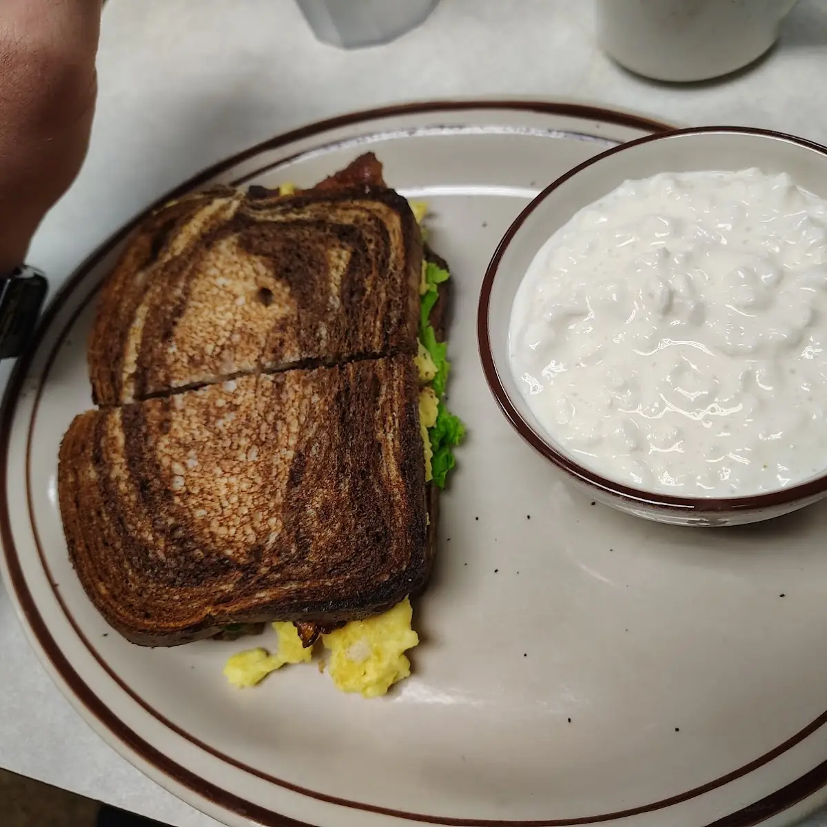Chicken Cuban Sandwich and Cottage Cheese Side