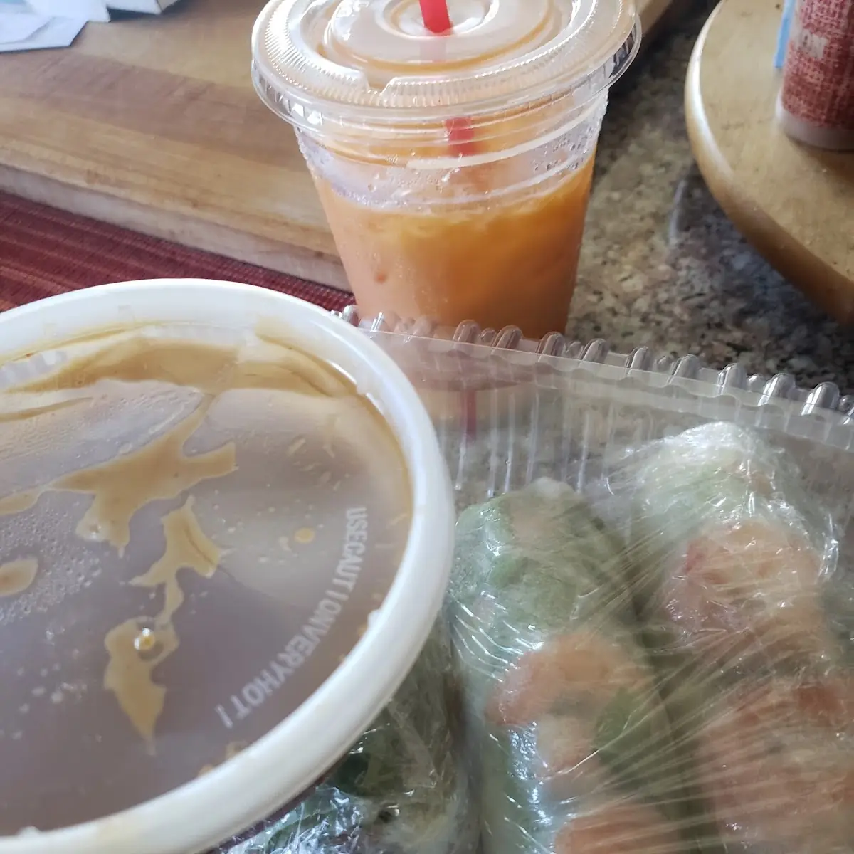 Thai Iced Tea and Fresh Shrimp Spring Roll