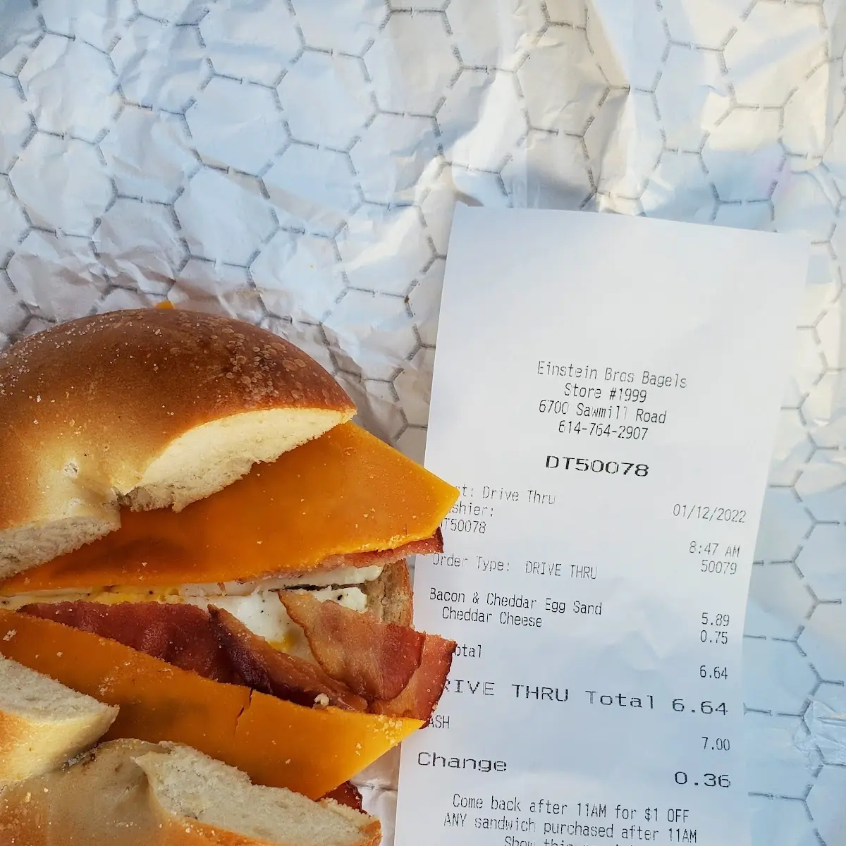 Bacon and Cheese Bagel Sandwich