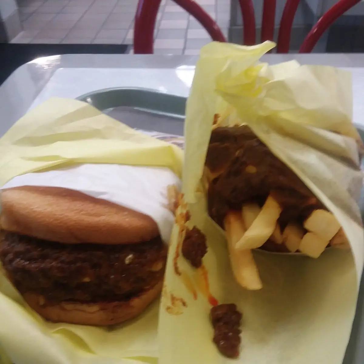 Chili Cheese Burger and Chili Cheese Fries