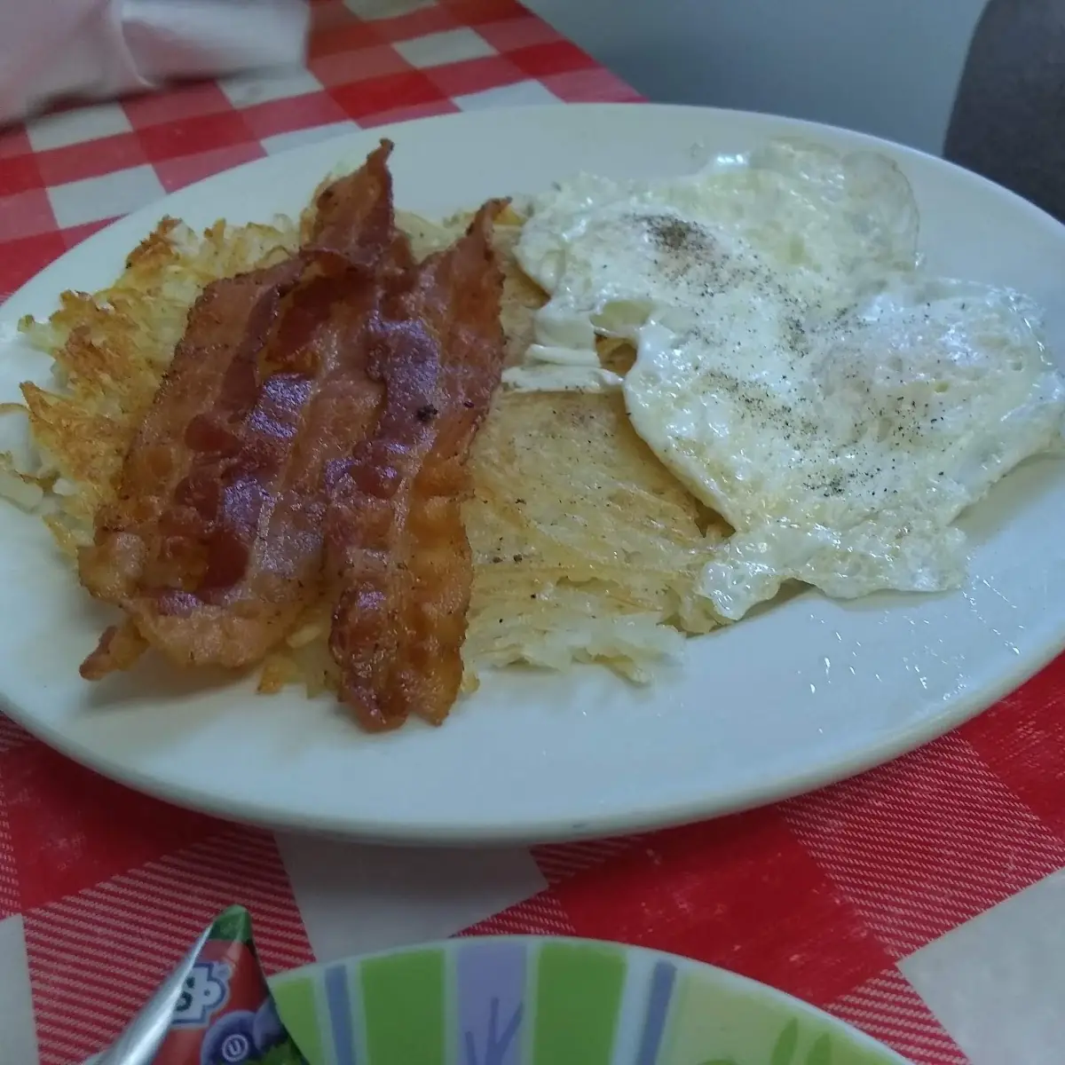 Scrambled Eggs Bacon Hash Browns