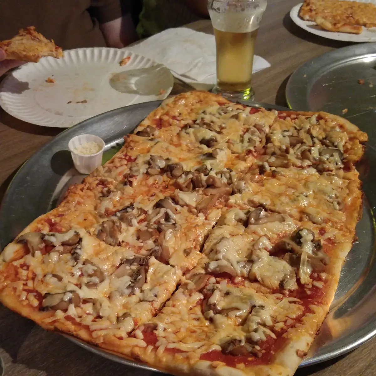 Hot Cheese Pizza with Mushrooms