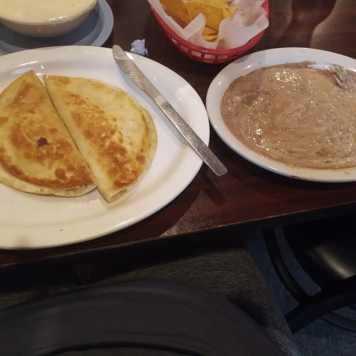 Cheese Quesadilla and Refried Beans
