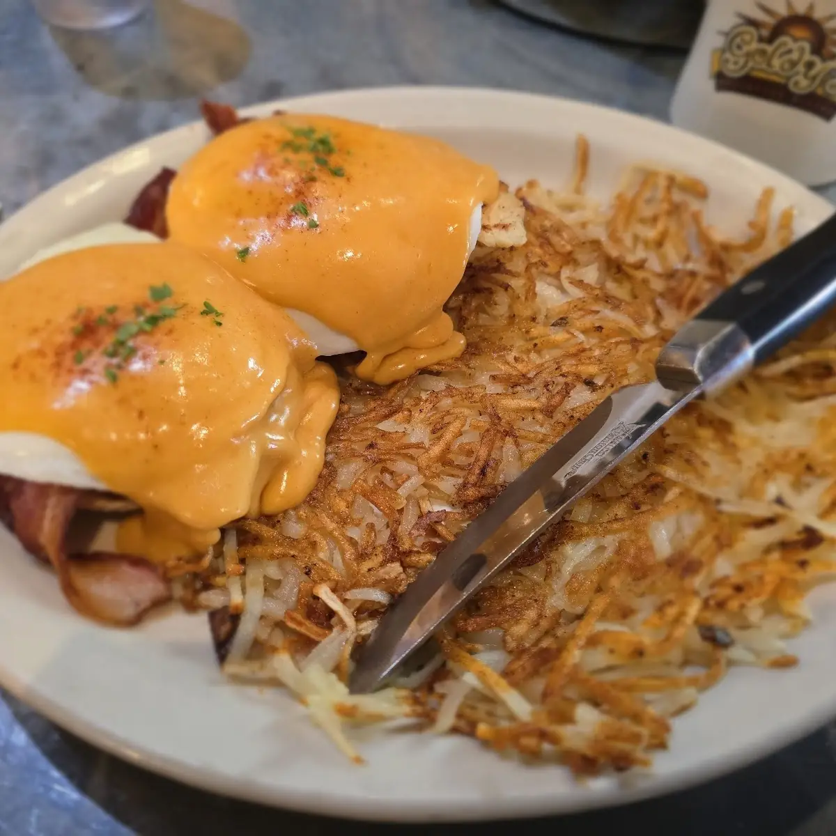 Eggs Benedict with Hash Browns