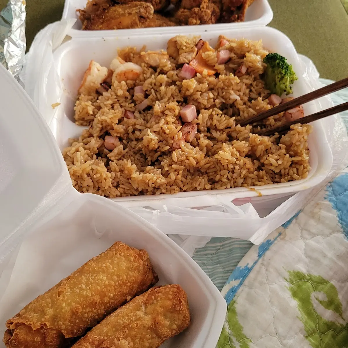 Chicken Egg Rolls House Fried Rice Lemon Pepper Wings