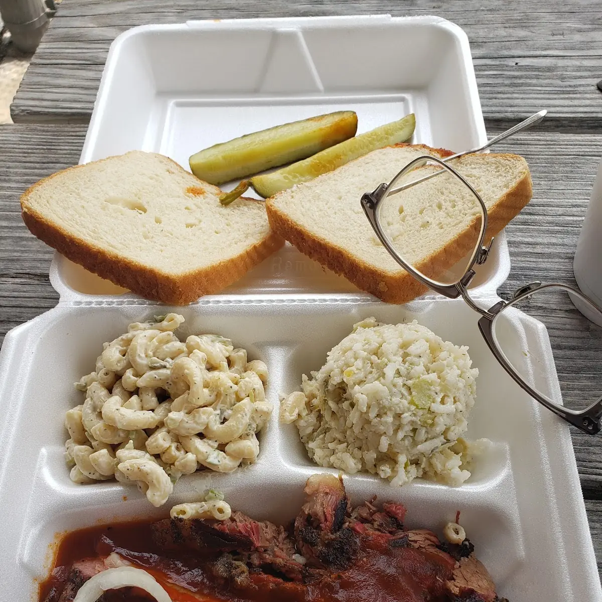 Brisket Ribs Rice Salad Macaroni Salad