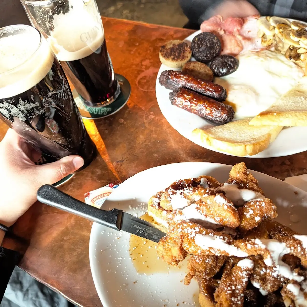 Chicken and Waffles and Irish Breakfast