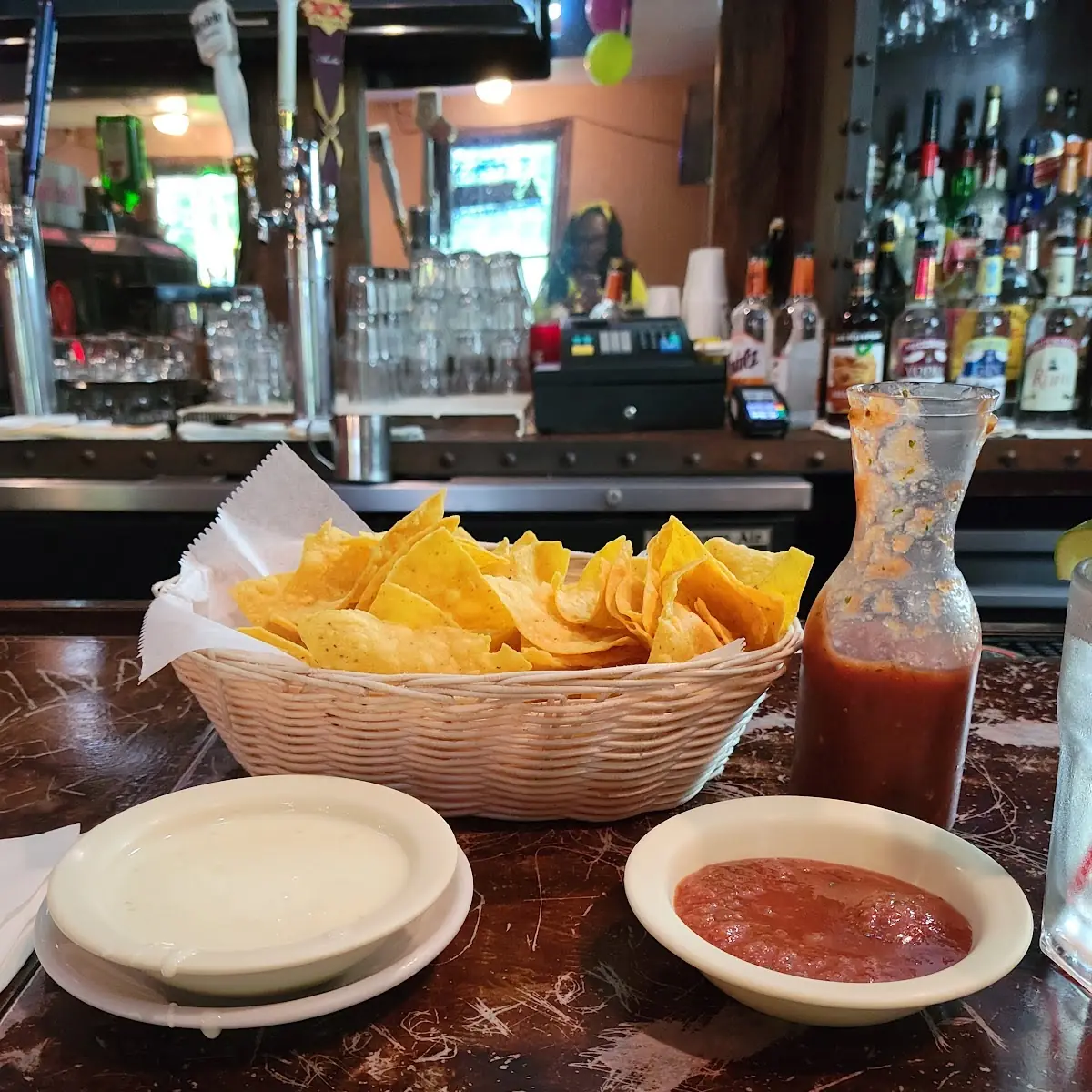 Cheese Dip Salsa and Chips