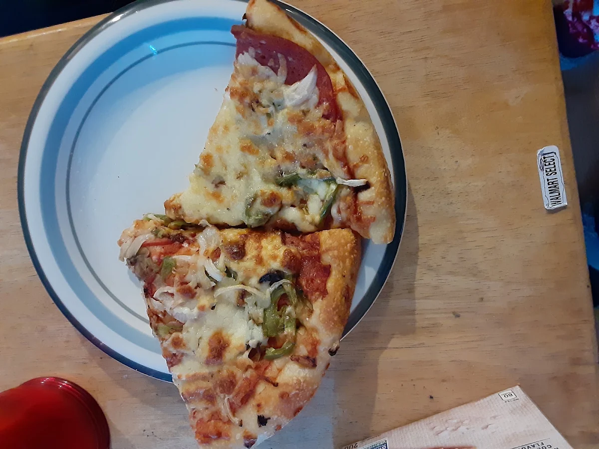Pepperoni Mushrooms Green Peppers with Onion Pizza