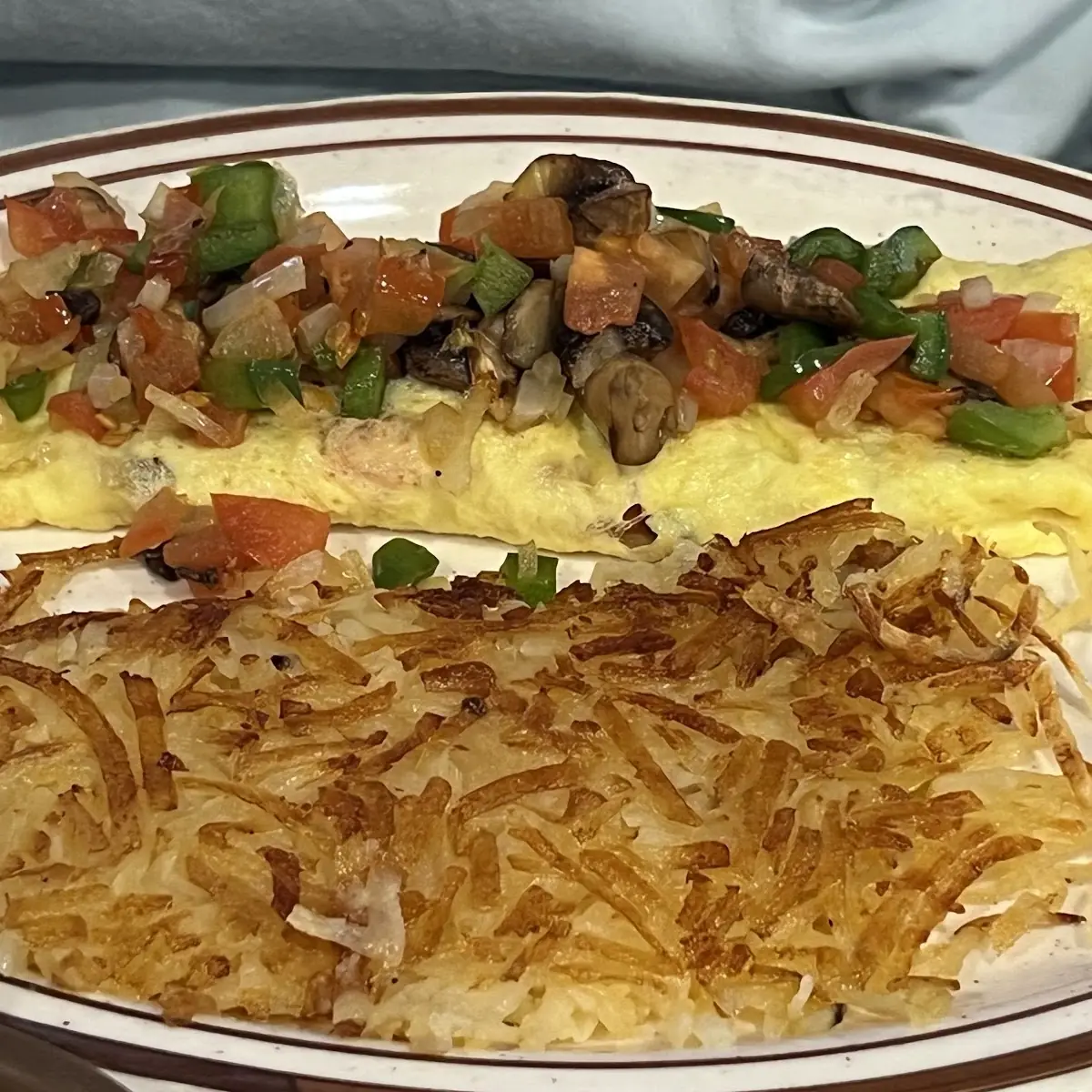 Omelette and Hash Browns