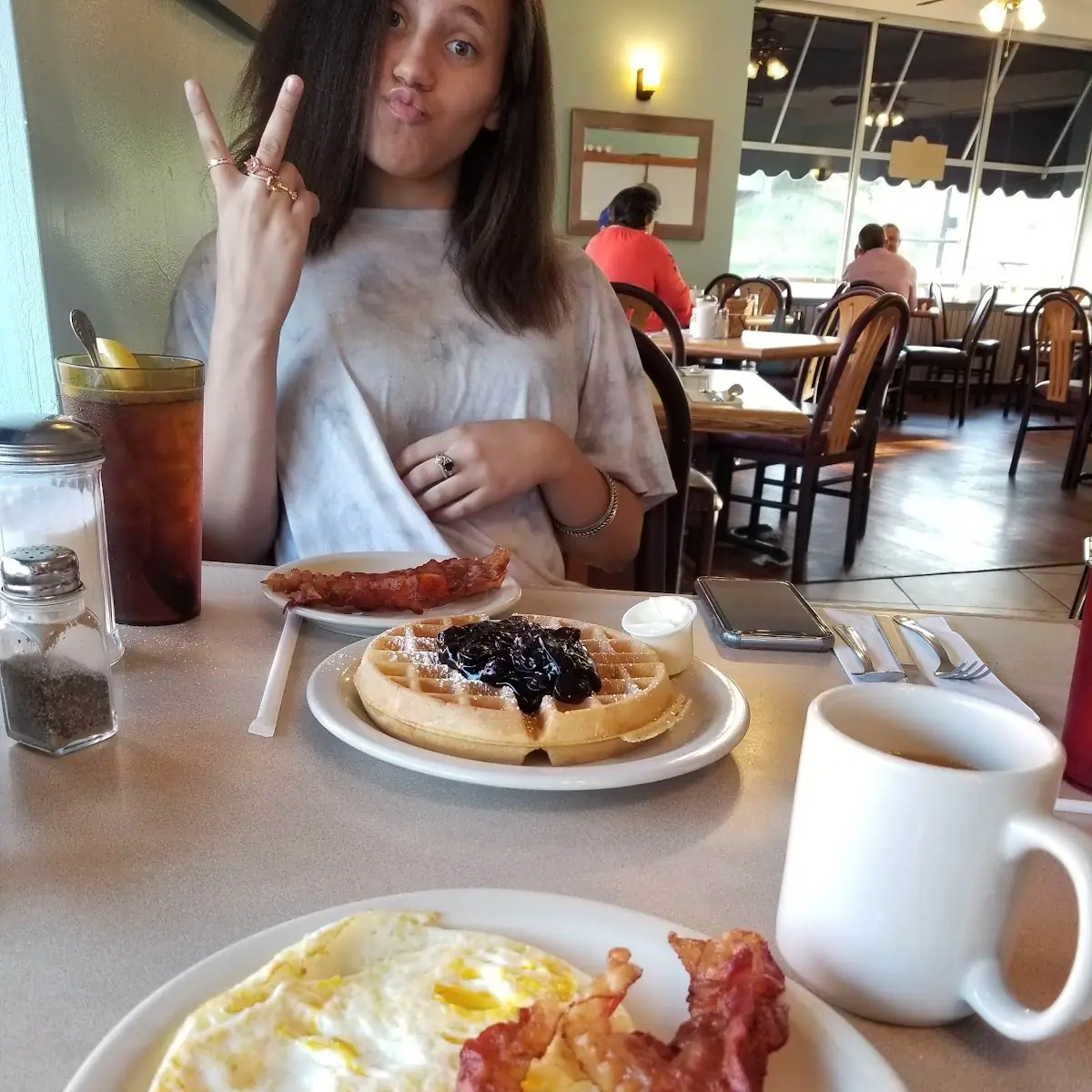 Blueberry Waffles and Bacon