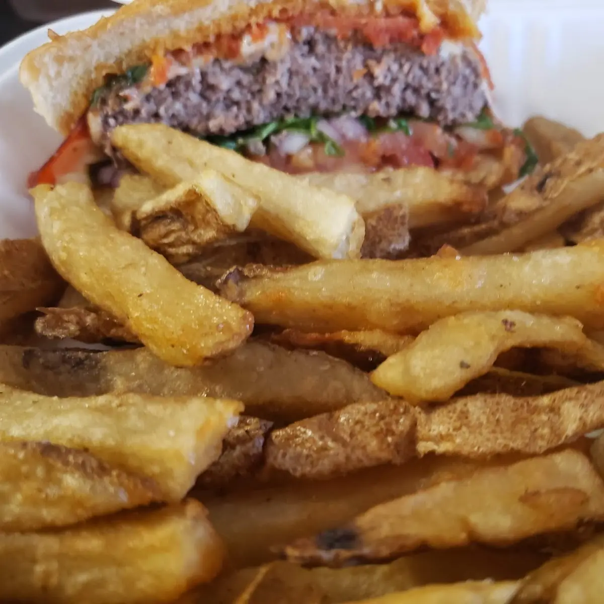 Pizza Burger and Fries